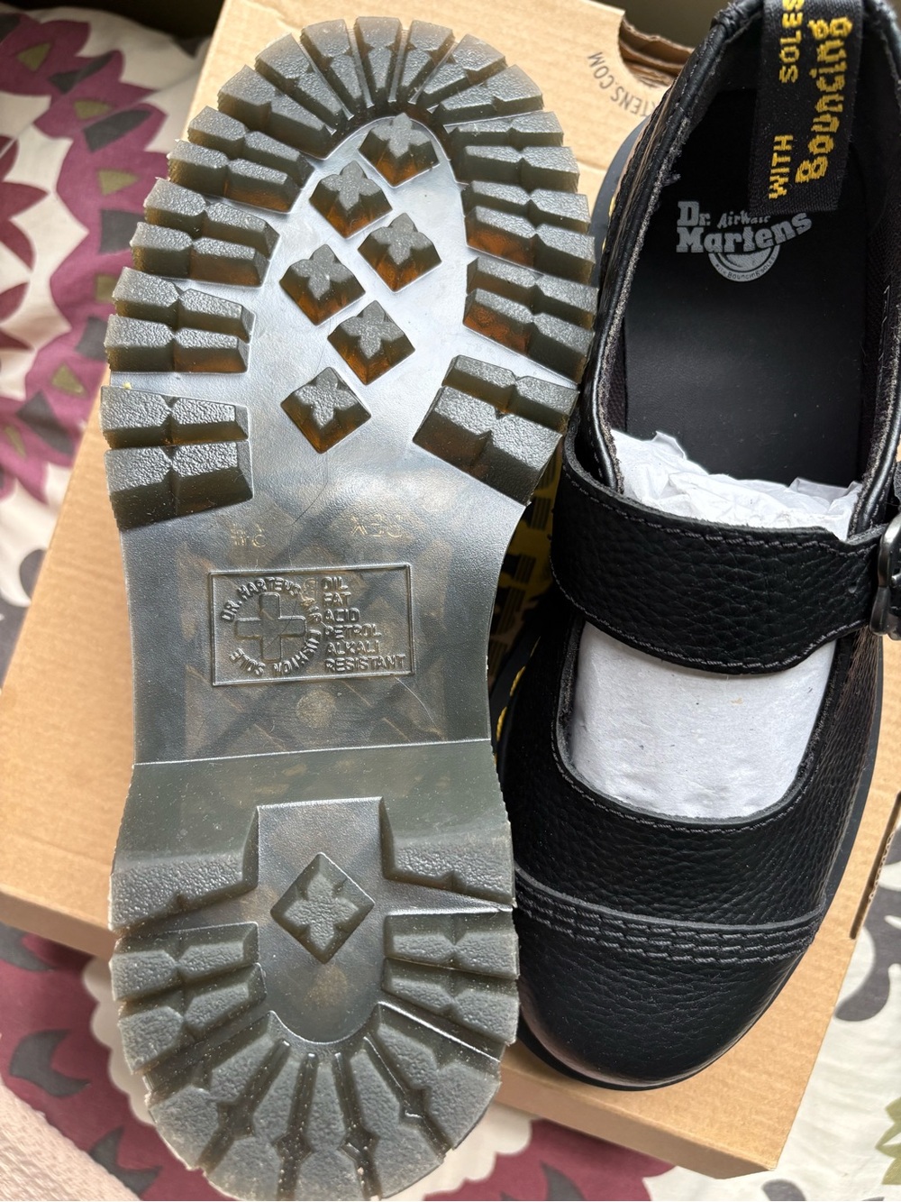Dr. Martens Black Leather Platform Mary Jane with Flower Buckle - Picture 5 of 5